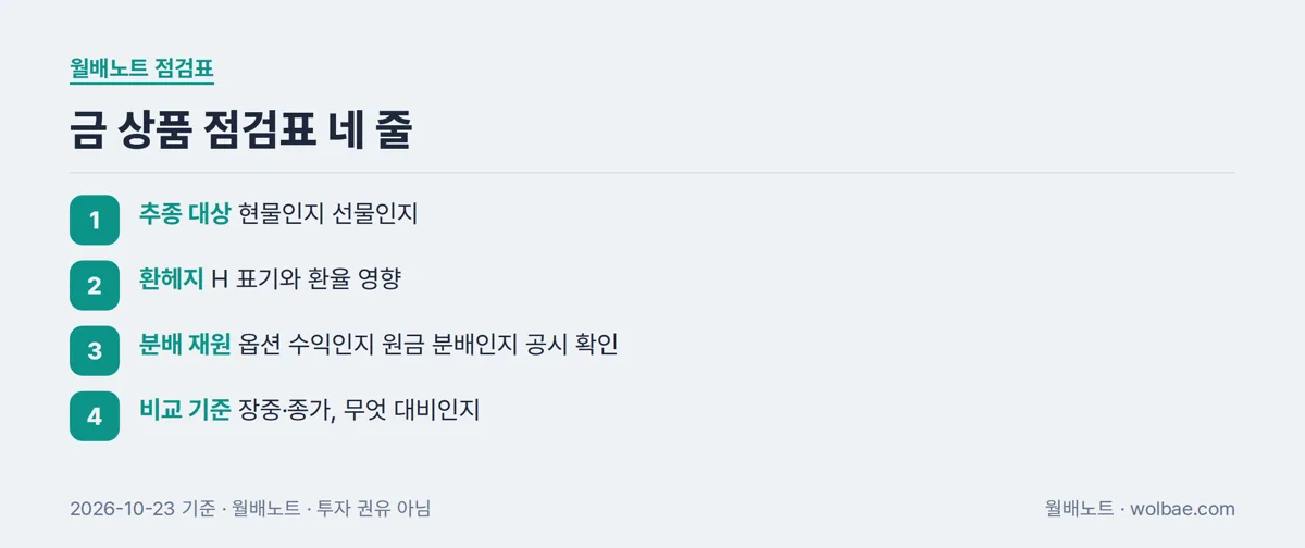 금 상품 점검표 네 줄