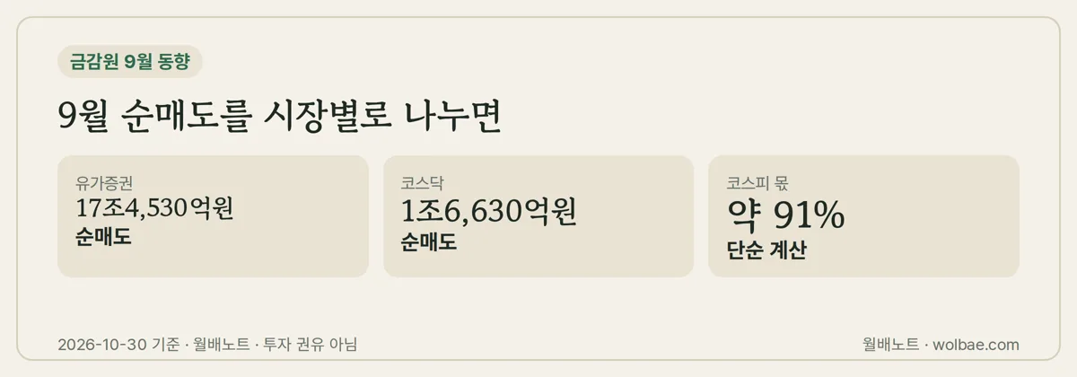 금감원 9월 동향을 시장별로 나누면 코스피 몫이 대부분이다